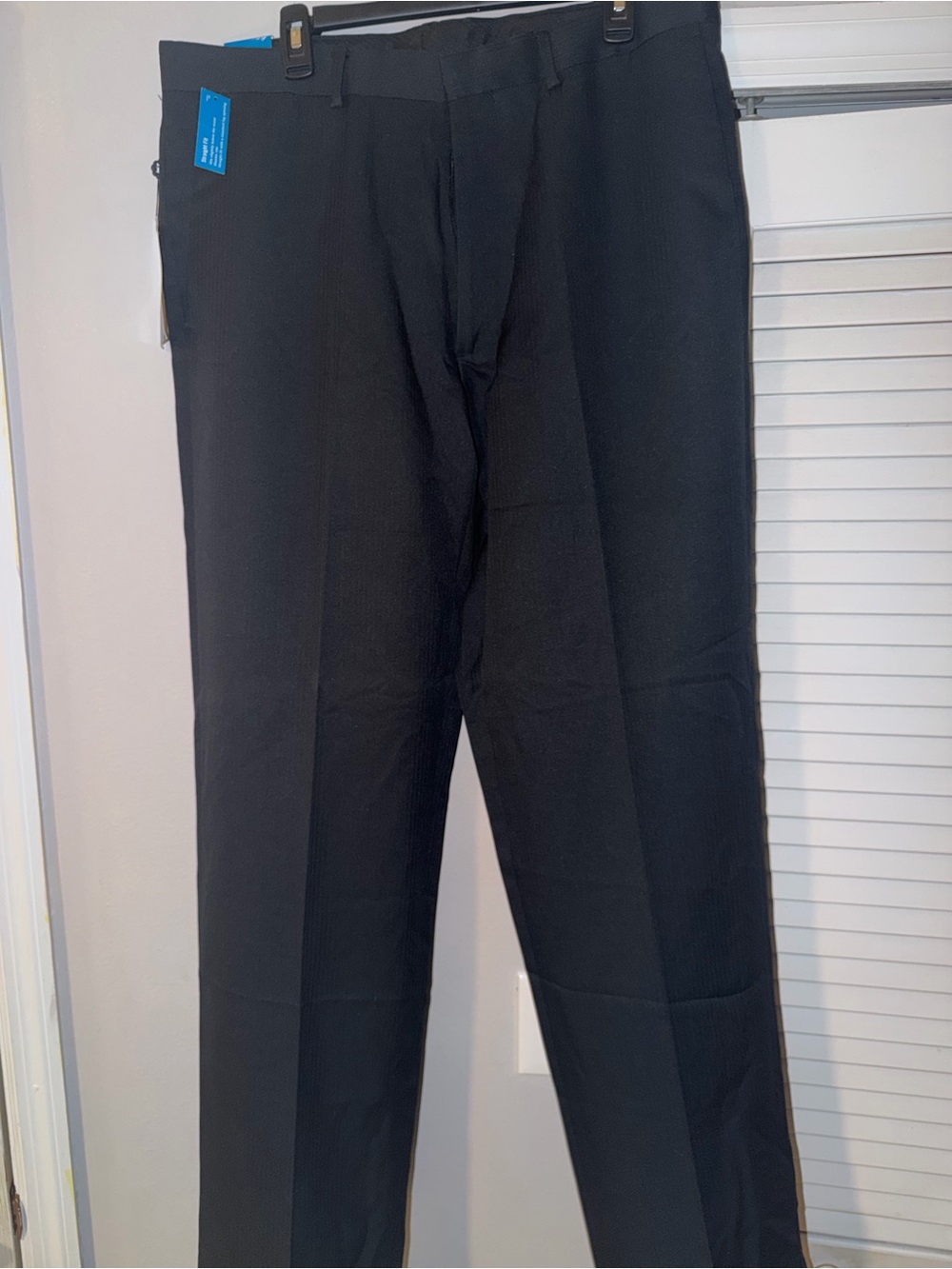 Haggar Men's Straight Fit No Iron Textured Stripe Dress Pants Black 38x34